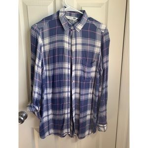 Blue/purple plaid long sleeve shirt